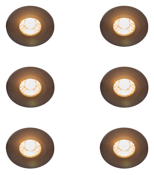 Set di 6 faretti da incasso moderni neri rotondi IP44 - Xena