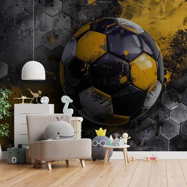 Carta da parati Pallone da calcio su uno sfondo di favi con macchie, Carta da parati per gli adolescenti, Carta da parati Calcio, w08616 : Uwalls.it