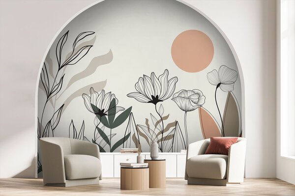 Carta da parati Fiori in stile boho, Carta da parati Acquerello, w02753 : Uwalls.it