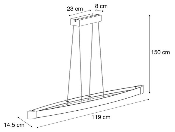 Lampada a sospensione moderna nera con LED dimmerabile a 3 step - Dasha