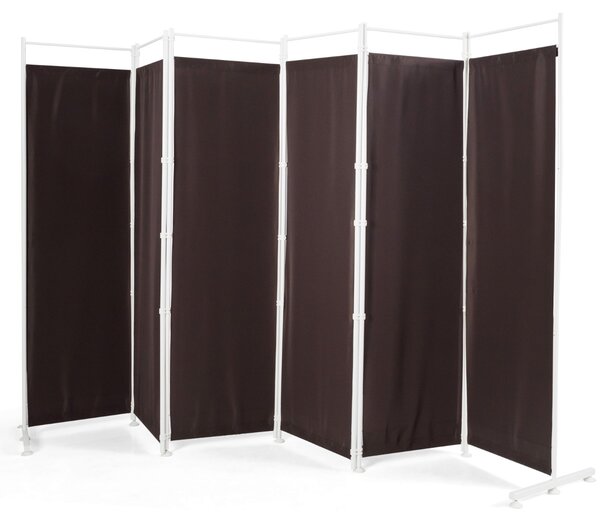 Costway Paravento pieghevole da interno in metallo, Divisorio a 6 pannelli con piedini stabili 300x180cm Marrone