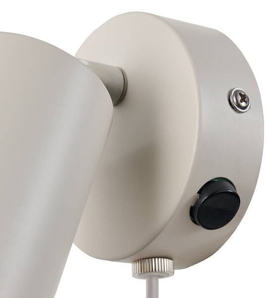 Nordlux Faretto da parete Explore con cavo e spina, GU10, beige, Crema / Ambra, Soggiorno / Sala da pranzo, Metallo, Scandinavo