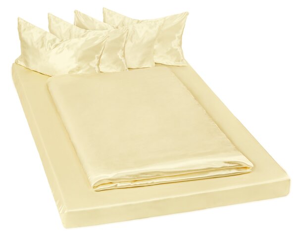 Tectake 401395 biancheria da letto in satin, 200x150 cm, 6 pezzi - giallo