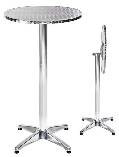 Tectake 401491 tavolo da bistrot in alluminio ø 60 cm, pieghevole e regolabile in altezza - 6,5 cm