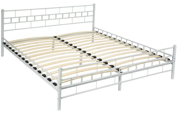 Tectake 401722 letto con rete a doghe - 200 x 180 cm, bianco