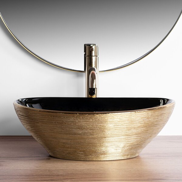 Lavabo da appoggio Rea Sofia Black / Gold Brush