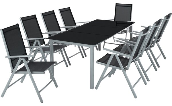 Tectake 402165 set di sedute e tavolo in alluminio 8+1 - grigio chiaro