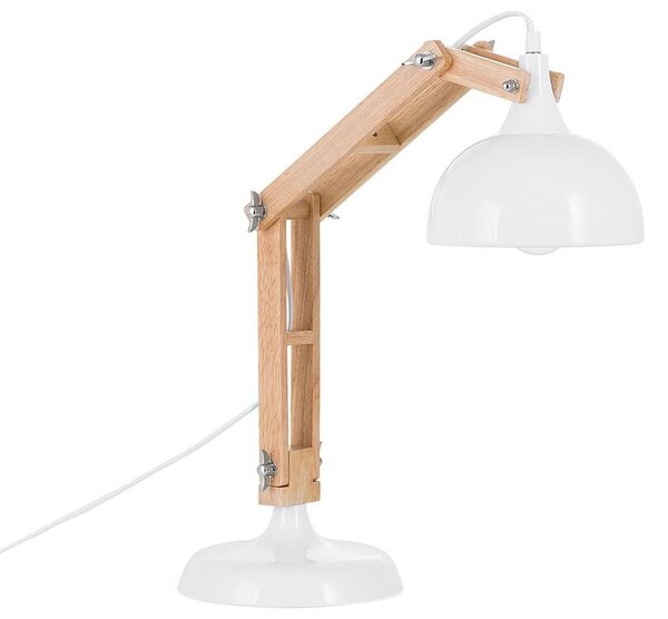 Lampada da scrivania Lampada da tavolo con paralume in metallo con braccio orientabile in legno a luce bianca Beliani