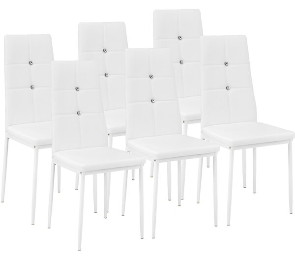 Tectake 402543 set di 6 sedie per sala da pranzo julien - bianco