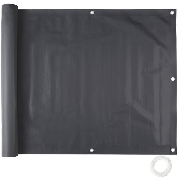 Tectake 402700 rivestimento schermante per balcone con occhielli rinforzati in metallo, versione 1 - nero, 75 cm