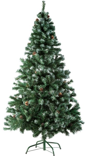Tectake 402822 albero di natale artificiale con sostegni in metallo e pigne 180 cm - verde
