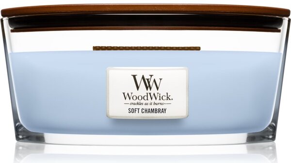 Woodwick Soft Chambray candela profumata con stoppino in legno (hearthwick) 453,6 g