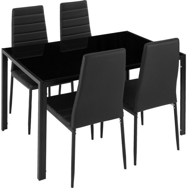 Tectake 402837 set di mobili per sala da pranzo berlino 4+1 - nero