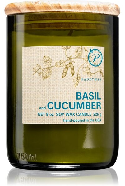 Paddywax Eco Green Basil & Cucumber candela profumata 226 g