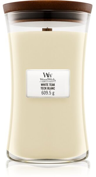 Woodwick White Teak candela profumata con stoppino in legno 609.5 g