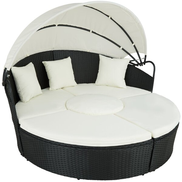 Tectake 403423 divano prendisole con telaio in alluminio e parasole - nero