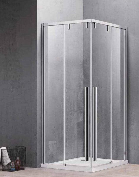 Porta doccia scorrevole trasparente anticalcare 8mm profili neri h200  black, dimensioni 140cm