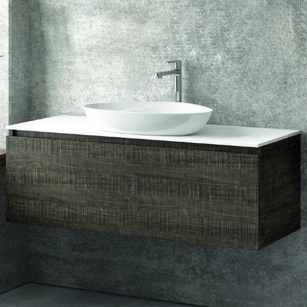 Kamalu composizione bagno 120cm sospesa composta da mobile specchio contenitore e 2 pensili