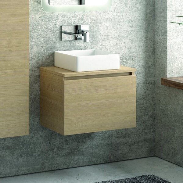 Kamalu composizione mobili bagno sospesi 60 cm con lavabo, colonna e specchio led sp-60b