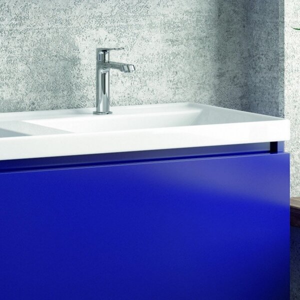 Kamalu composizione bagno sospesa 120cm mobile lavabo doppio colonna specchio e pensile