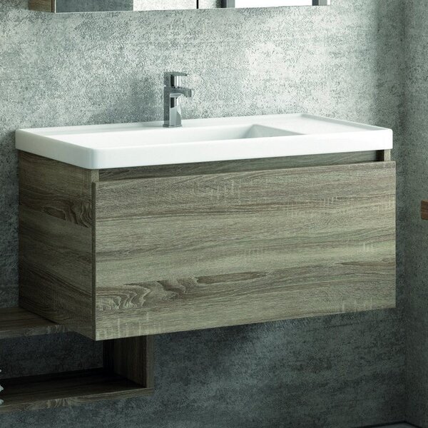 Kamalu composizione bagno sospesa 80cm composta da mobile colonna specchio e pensile