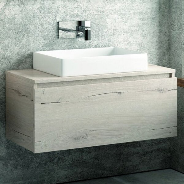 Kamalu composizione bagno sospesa 100cm mobile specchio e colonna