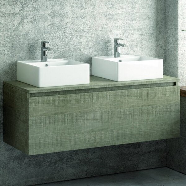 Kamalu composizione bagno 120cm sospesa con mobile specchio e colonna