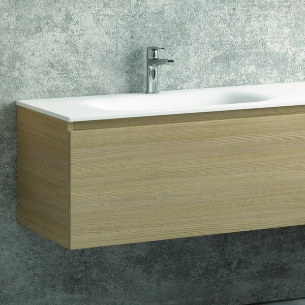 Composizione bagno 135cm composta da mobile e lavabo, specchio e due pensili - KAMALU