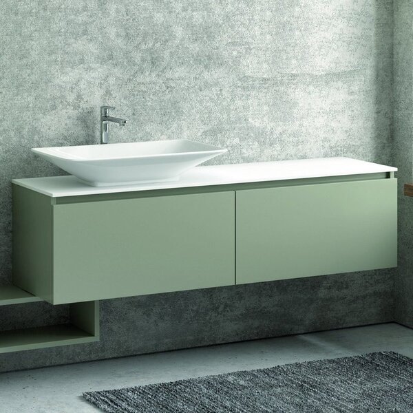Kamalu composizione bagno 155cm sospesa, composta da mobile, specchio, colonna e pensile sp-155a