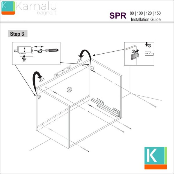 Mobile sospeso 80cm per bagni con cassetto scorrevole R-80A - KAMALU