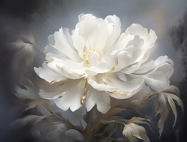 Carta da parati Grande fiore bianco astratto su sfondo scuro, Carta da parati Floreale, Carta da parati Peonie, w08859 : Uwalls.it