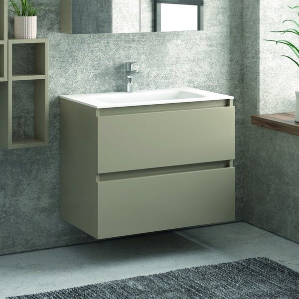 Kamalu composizione mobile bagno sospeso 80cm: mobile, 2 pensili e specchio tod-80a