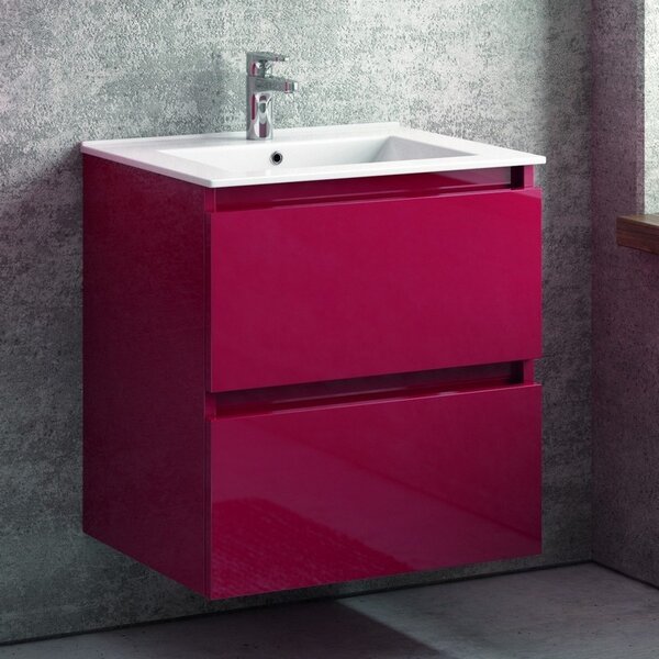 Composizione mobile bagno con lavabo da 60 cm, colonna e specchio TOD-60A - KAMALU