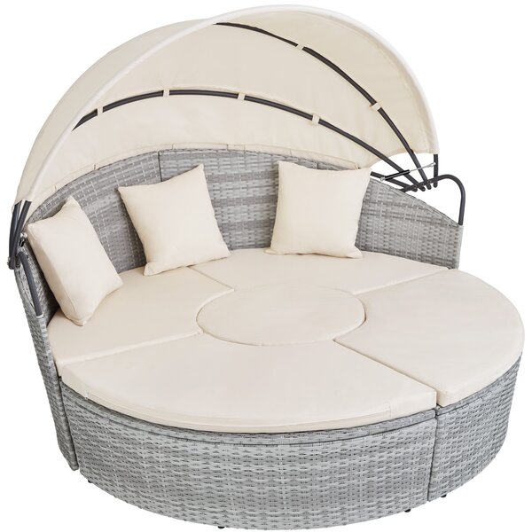 Tectake 403736 divano prendisole con telaio in alluminio e parasole - grigio chiaro