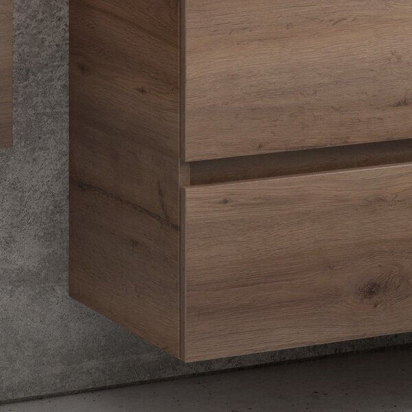 Kamalu composizione bagno sospesa 100cm: mobile con lavabo, specchio contenitore e colonna tod-100f