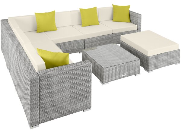 Tectake 403754 set lounge da giardino marbella con telaio in alluminio - grigio chiaro