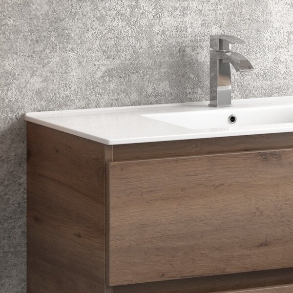 Kamalu composizione bagno sospesa 100cm: mobile con lavabo, specchio contenitore e colonna tod-100f