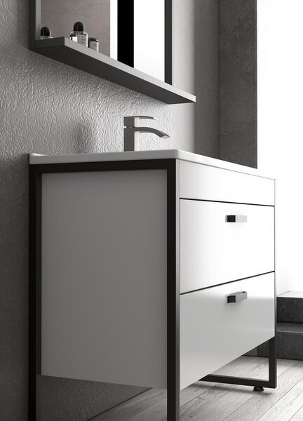Mobile bagno 100cm con struttura metallica nera IKOS-100 - KAMALU
