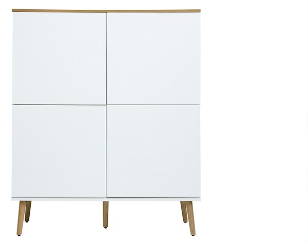 Credenza alta scandinava finitura legno chiaro rovere e bianco L110 cm ANDERS