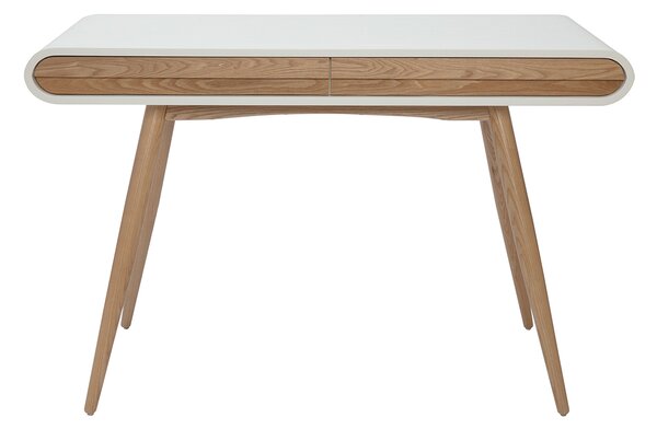 Scrivania con ripiani 2 cassetti scandinava legno chiaro e bianco L120 cm BJORG