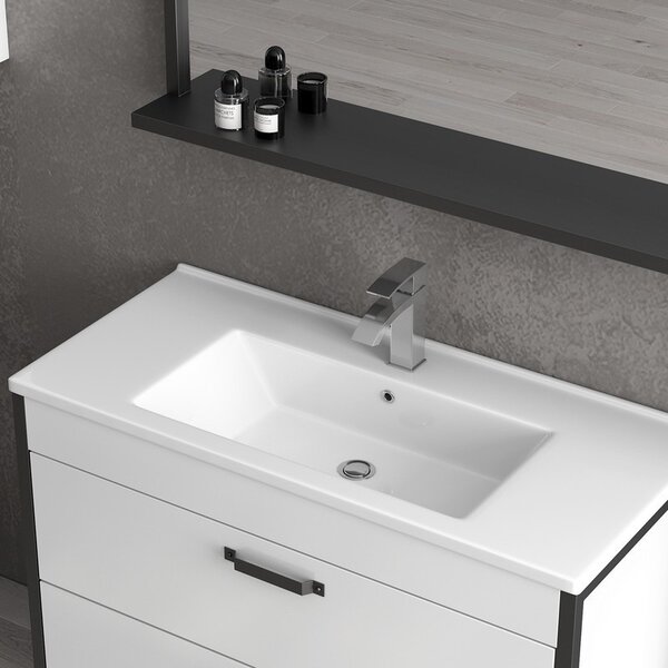 Mobile bagno 100cm con struttura metallica nera IKOS-100 - KAMALU
