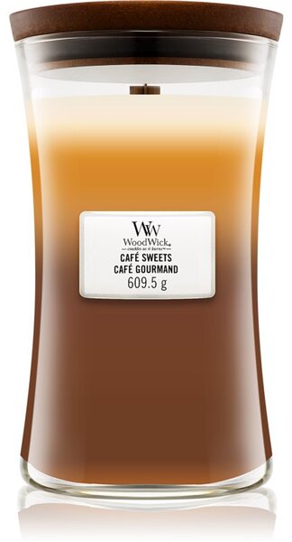 Woodwick Trilogy Café Sweets candela profumata con stoppino in legno 609,5 g