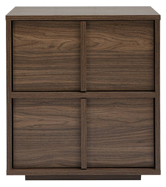 Comodino a 2 cassetti finitura legno scuro noce LOTHAIRE