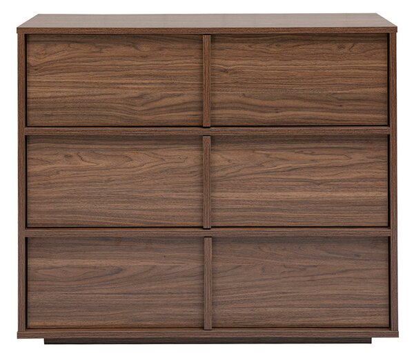 Cassettiera finitura legno scuro noce 3 cassetti L90 cm LOTHAIRE