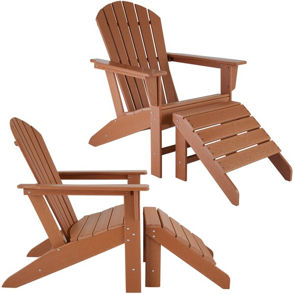Tectake 403807 set da 2 sedie da giardino dal design adirondack con poggiapiedi - marrone