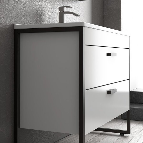 Mobile bagno 100cm con struttura metallica nera IKOS-100 - KAMALU