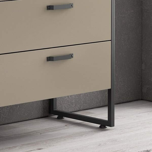Kamalu composizione bagno a terra 85cm: mobile con lavabo, specchio contenitore e pensile ikos-85