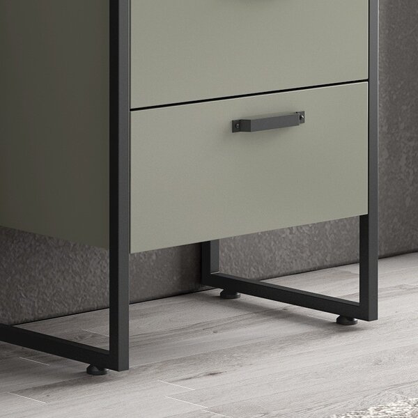 Kamalu composizione bagno a terra 65cm: mobile con lavabo, specchio led e pensile ikos-65
