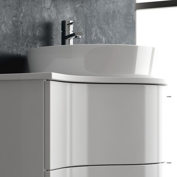 Composizione bagno sospesa 100cm: mobile, specchio contenitore e 2 colonne FORM-100 - KAMALU