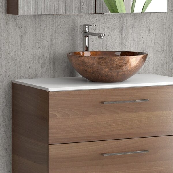Mobile bagno 80 cm con due cassetti e piano solid surface EL-80SS - KAMALU